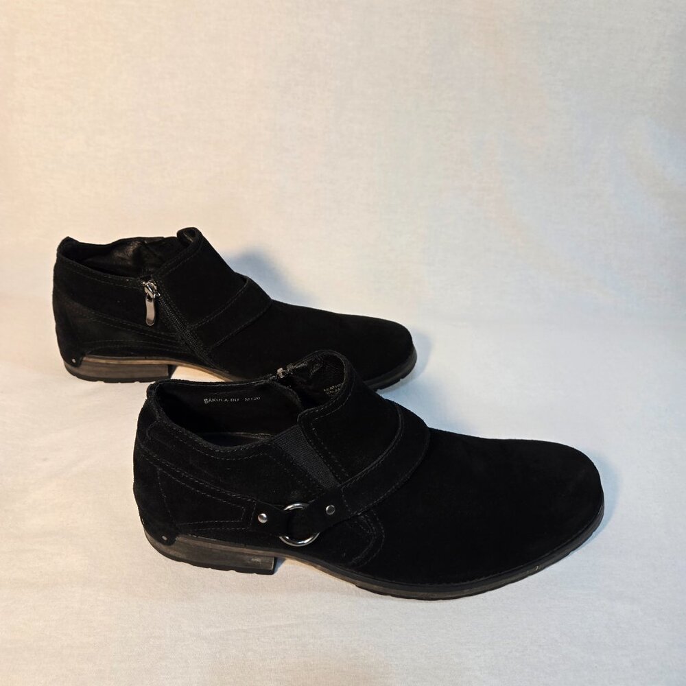 DONAL J PLINER Grunge Biker Western Italy BLACK Suede-Leather Boots Men Size 12M